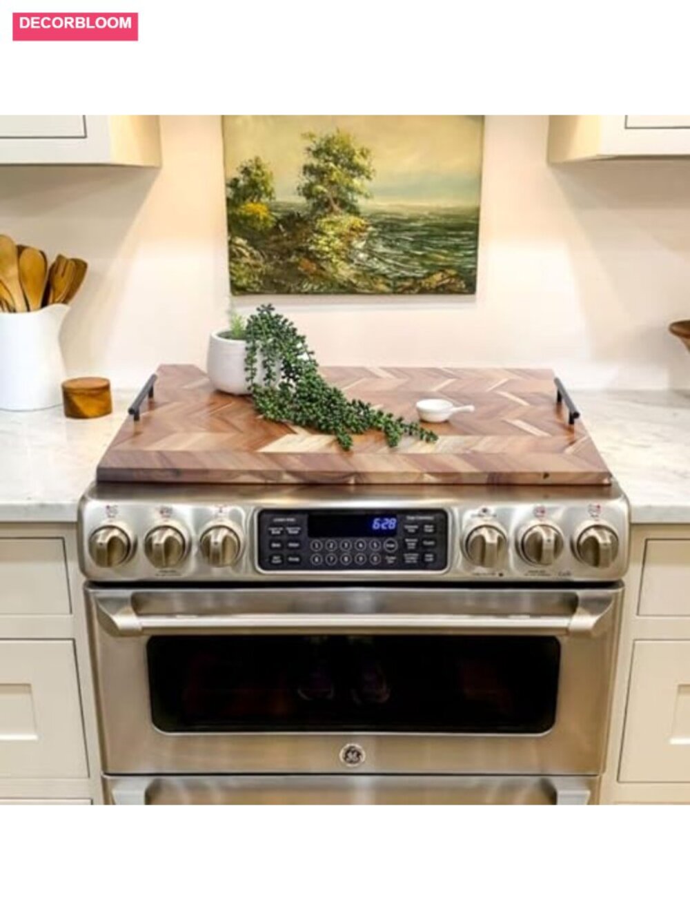 Acacia Wood Stove Top Cover with Handles, Multipurpose Kitchen Counter - Picture 1 of 6